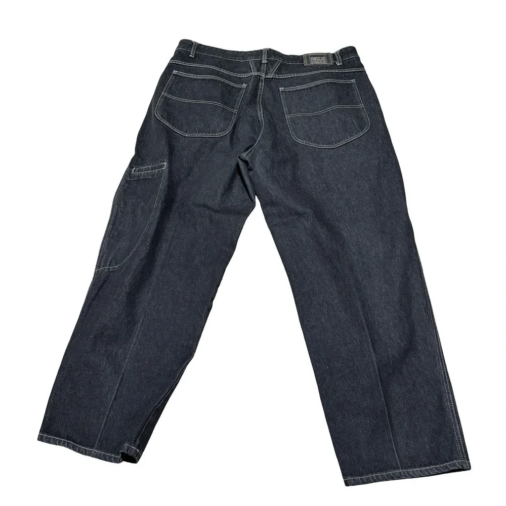 Vintage 90s Marithe Francois Girbaud Jeans Black Baggy Carpenter Utility 42x31